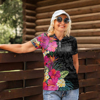 Hafa Adai Guam Women Polo Shirt Tropical Flowers Colorful Vibes