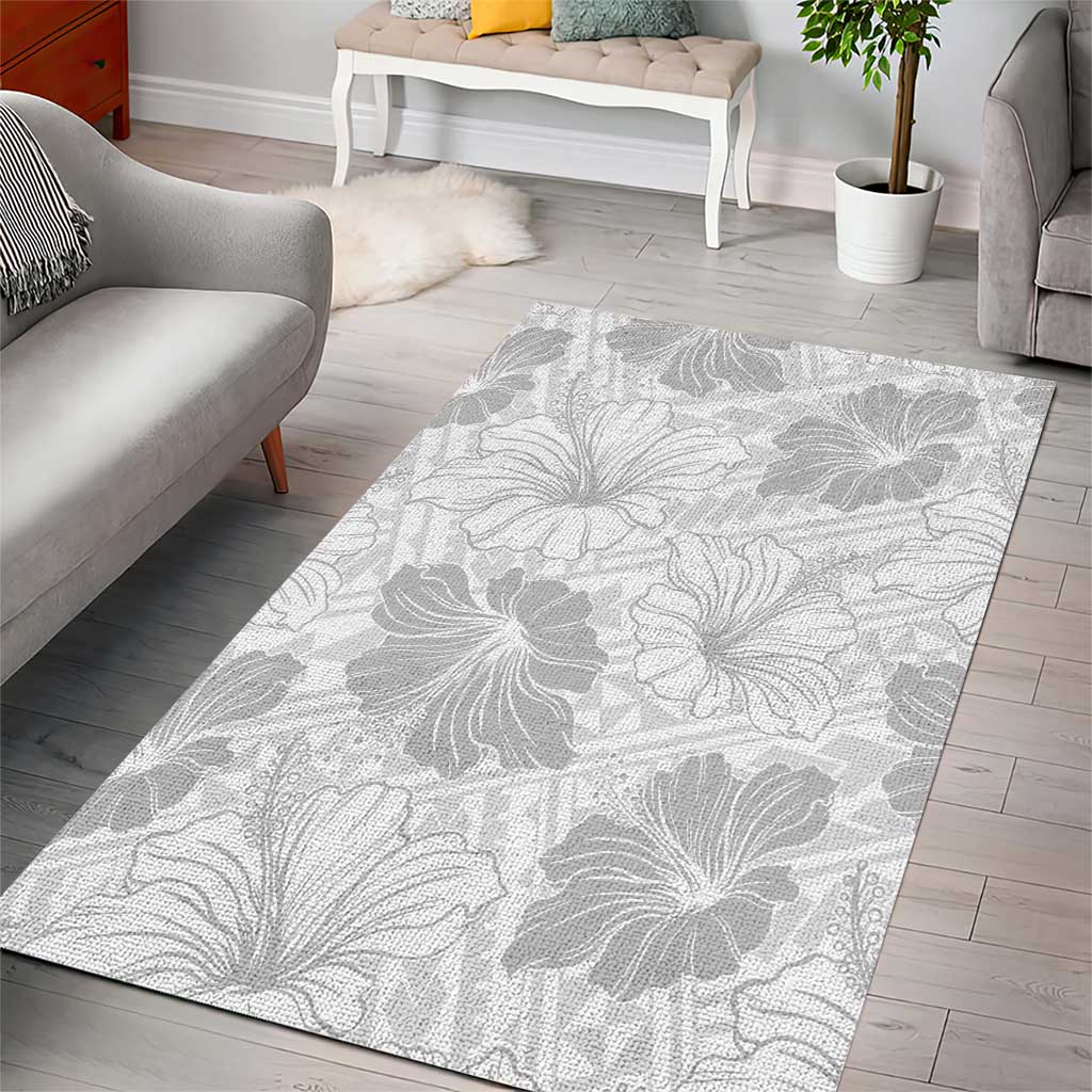 Samoa Lotu Tamaiti Area Rug White Sun Day Beauty Hibiscus Ver01 LT9 - Polynesian Pride