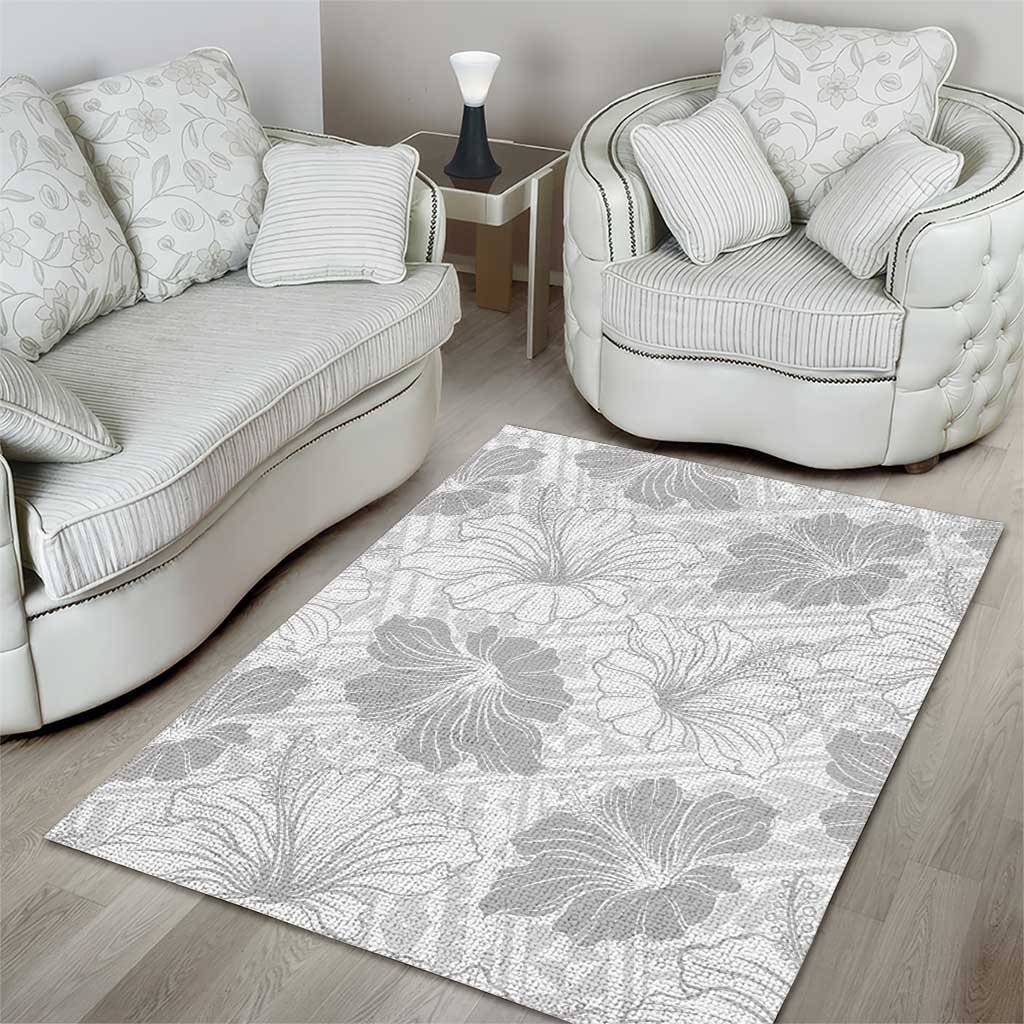 Samoa Lotu Tamaiti Area Rug White Sun Day Beauty Hibiscus Ver01 LT9 - Polynesian Pride