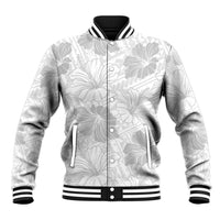 Samoa Lotu Tamaiti Baseball Jacket White Sun Day Beauty Hibiscus Ver01