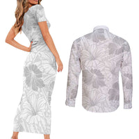 Samoa Lotu Tamaiti Couples Matching Short Sleeve Bodycon Dress and Long Sleeve Button Shirt White Sun Day Beauty Hibiscus Ver01 LT9 - Polynesian Pride