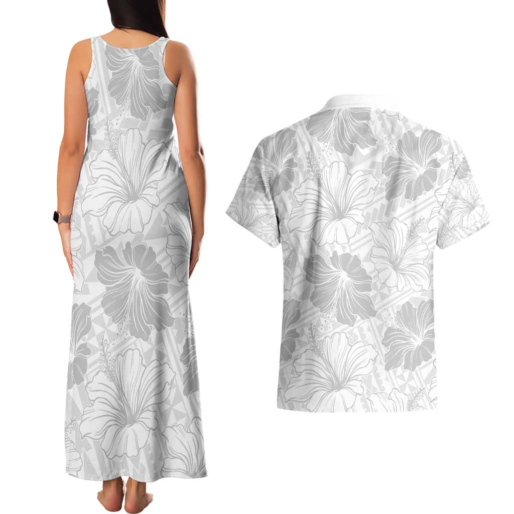 Samoa Lotu Tamaiti Couples Matching Tank Maxi Dress and Hawaiian Shirt White Sun Day Beauty Hibiscus Ver01 LT9 - Polynesian Pride