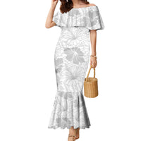 Samoa Lotu Tamaiti Family Matching Mermaid Dress and Hawaiian Shirt White Sun Day Beauty Hibiscus Ver01 LT9 Mom's Dress White - Polynesian Pride