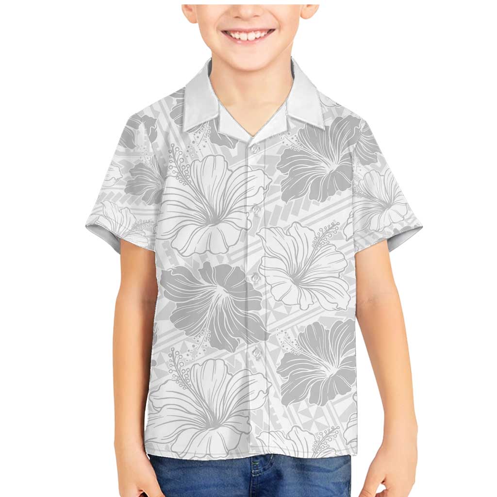 Samoa Lotu Tamaiti Family Matching Mermaid Dress and Hawaiian Shirt White Sun Day Beauty Hibiscus Ver01 LT9 Son's Shirt White - Polynesian Pride