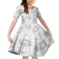 Samoa Lotu Tamaiti Family Matching Off Shoulder Maxi Dress and Hawaiian Shirt White Sun Day Beauty Hibiscus Ver01 LT9 Daughter's Dress White - Polynesian Pride