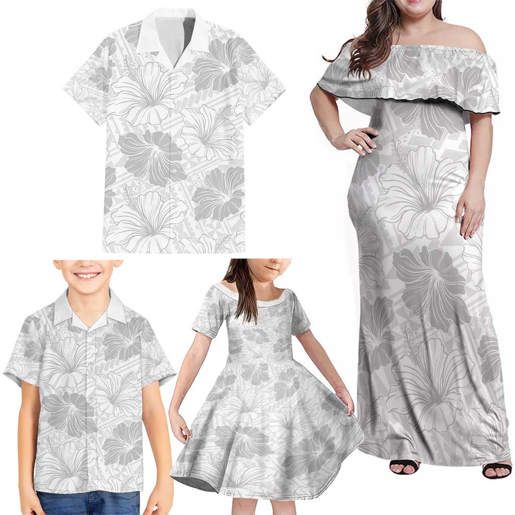 Samoa Lotu Tamaiti Family Matching Off Shoulder Maxi Dress and Hawaiian Shirt White Sun Day Beauty Hibiscus Ver01 LT9 - Polynesian Pride