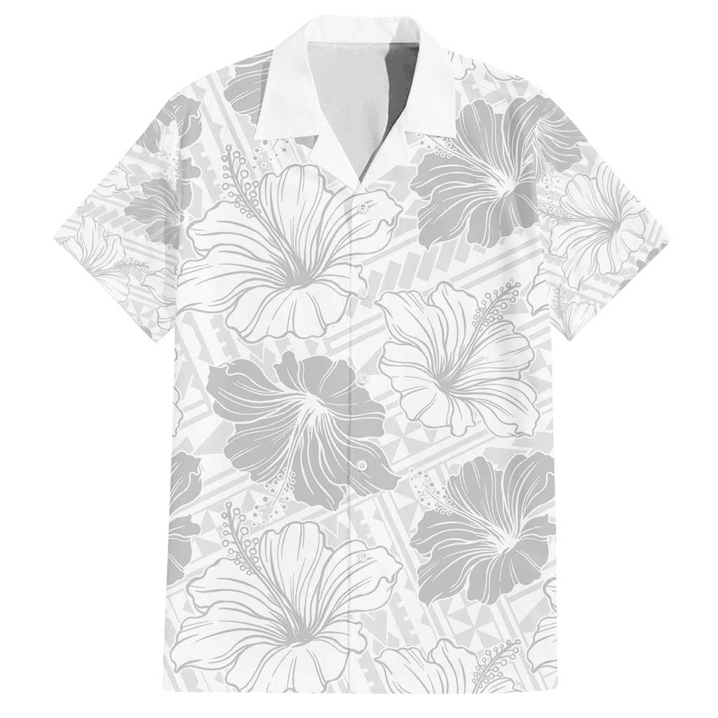 Samoa Lotu Tamaiti Family Matching Off Shoulder Maxi Dress and Hawaiian Shirt White Sun Day Beauty Hibiscus Ver01 LT9 Dad's Shirt - Short Sleeve White - Polynesian Pride