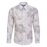 Samoa Lotu Tamaiti Family Matching Off Shoulder Short Dress and Hawaiian Shirt White Sun Day Beauty Hibiscus Ver01 LT9 Dad's Shirt - Long Sleeve White - Polynesian Pride