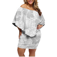 Samoa Lotu Tamaiti Family Matching Off Shoulder Short Dress and Hawaiian Shirt White Sun Day Beauty Hibiscus Ver01 LT9 Mom's Dress White - Polynesian Pride