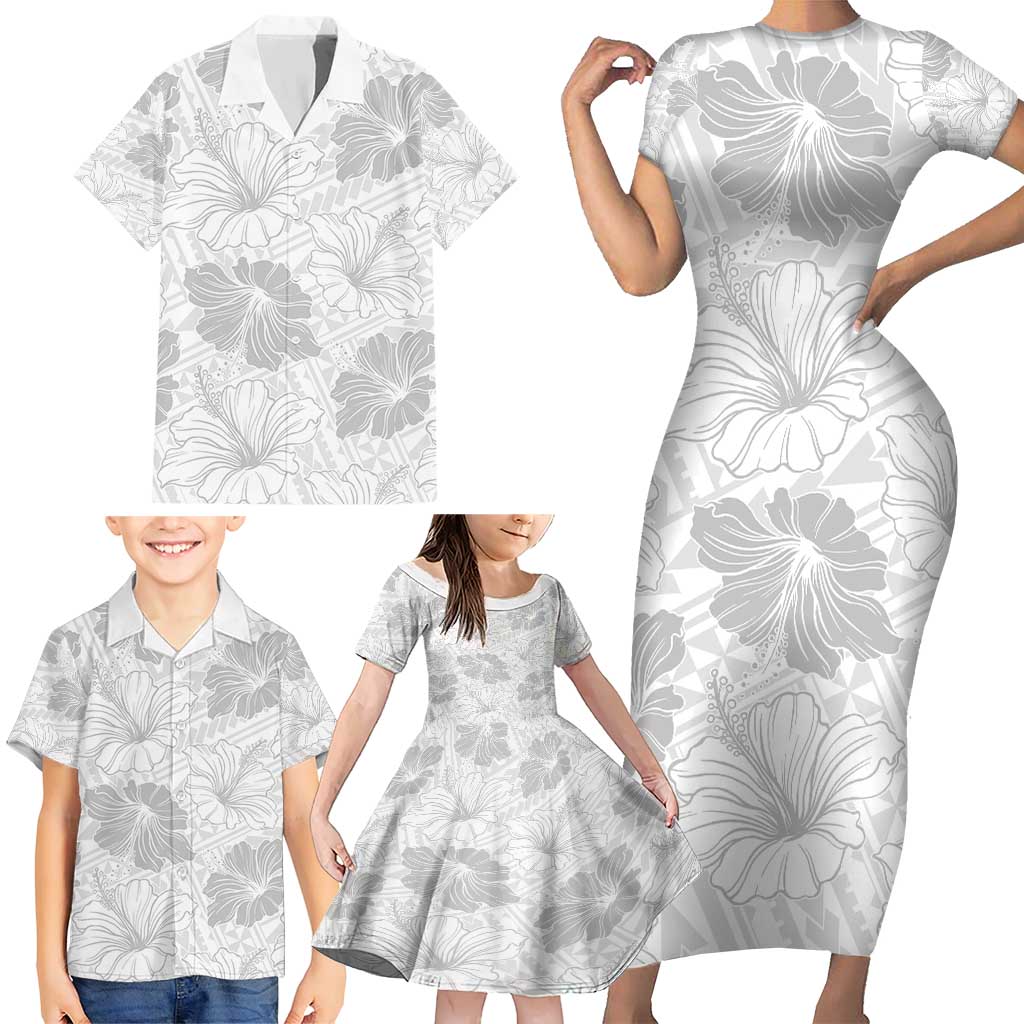 Samoa Lotu Tamaiti Family Matching Short Sleeve Bodycon Dress and Hawaiian Shirt White Sun Day Beauty Hibiscus Ver01 LT9 - Polynesian Pride