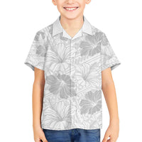 Samoa Lotu Tamaiti Family Matching Short Sleeve Bodycon Dress and Hawaiian Shirt White Sun Day Beauty Hibiscus Ver01 LT9 Son's Shirt White - Polynesian Pride