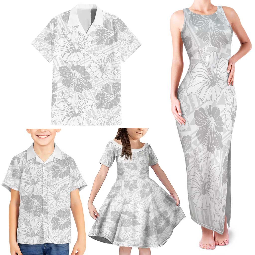 Samoa Lotu Tamaiti Family Matching Tank Maxi Dress and Hawaiian Shirt White Sun Day Beauty Hibiscus Ver01 LT9 - Polynesian Pride