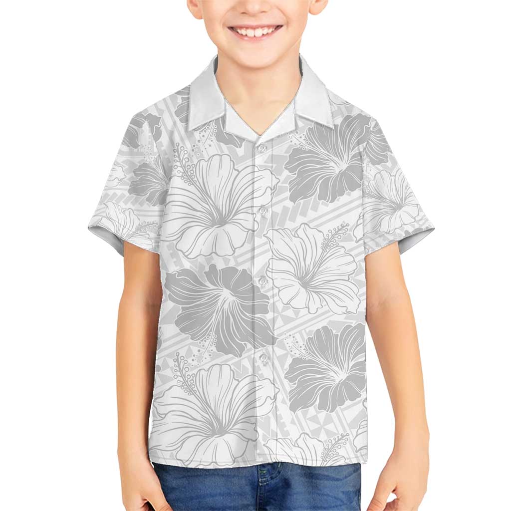 Samoa Lotu Tamaiti Family Matching Tank Maxi Dress and Hawaiian Shirt White Sun Day Beauty Hibiscus Ver01 LT9 Son's Shirt White - Polynesian Pride