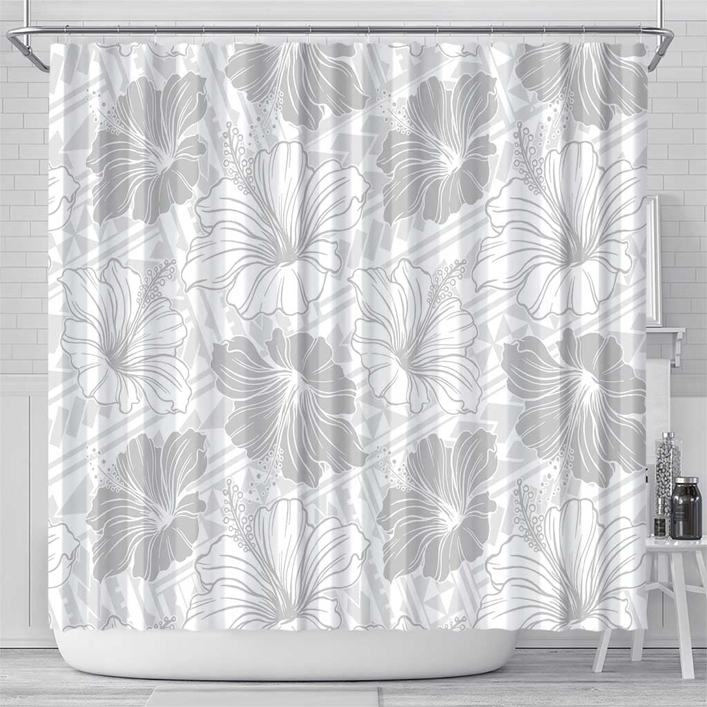 Samoa Lotu Tamaiti Shower Curtain White Sun Day Beauty Hibiscus Ver01 LT9 - Polynesian Pride