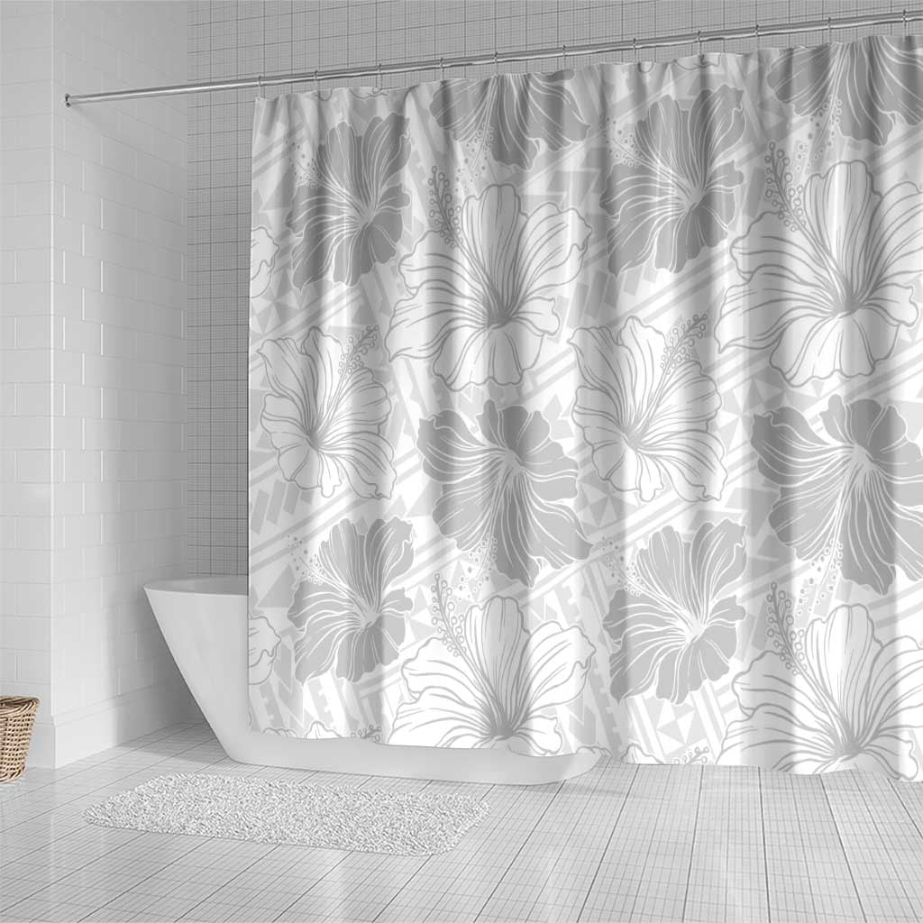 Samoa Lotu Tamaiti Shower Curtain White Sun Day Beauty Hibiscus Ver01 LT9 - Polynesian Pride