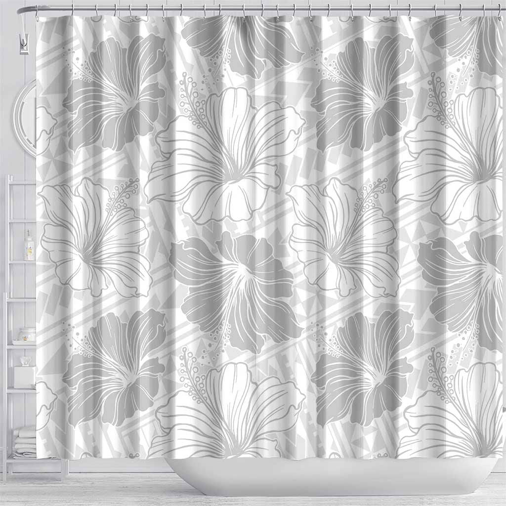 Samoa Lotu Tamaiti Shower Curtain White Sun Day Beauty Hibiscus Ver01 LT9 - Polynesian Pride