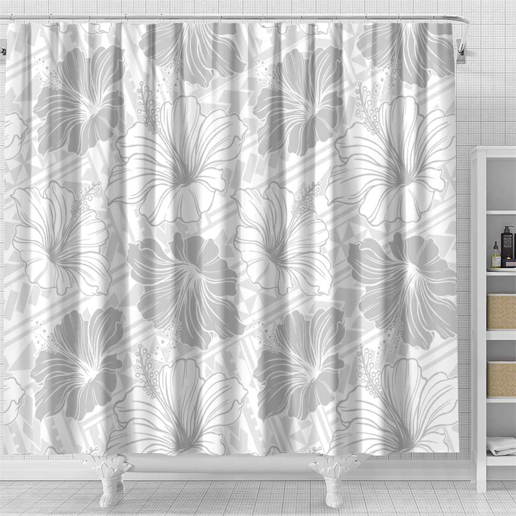 Samoa Lotu Tamaiti Shower Curtain White Sun Day Beauty Hibiscus Ver01 LT9 - Polynesian Pride