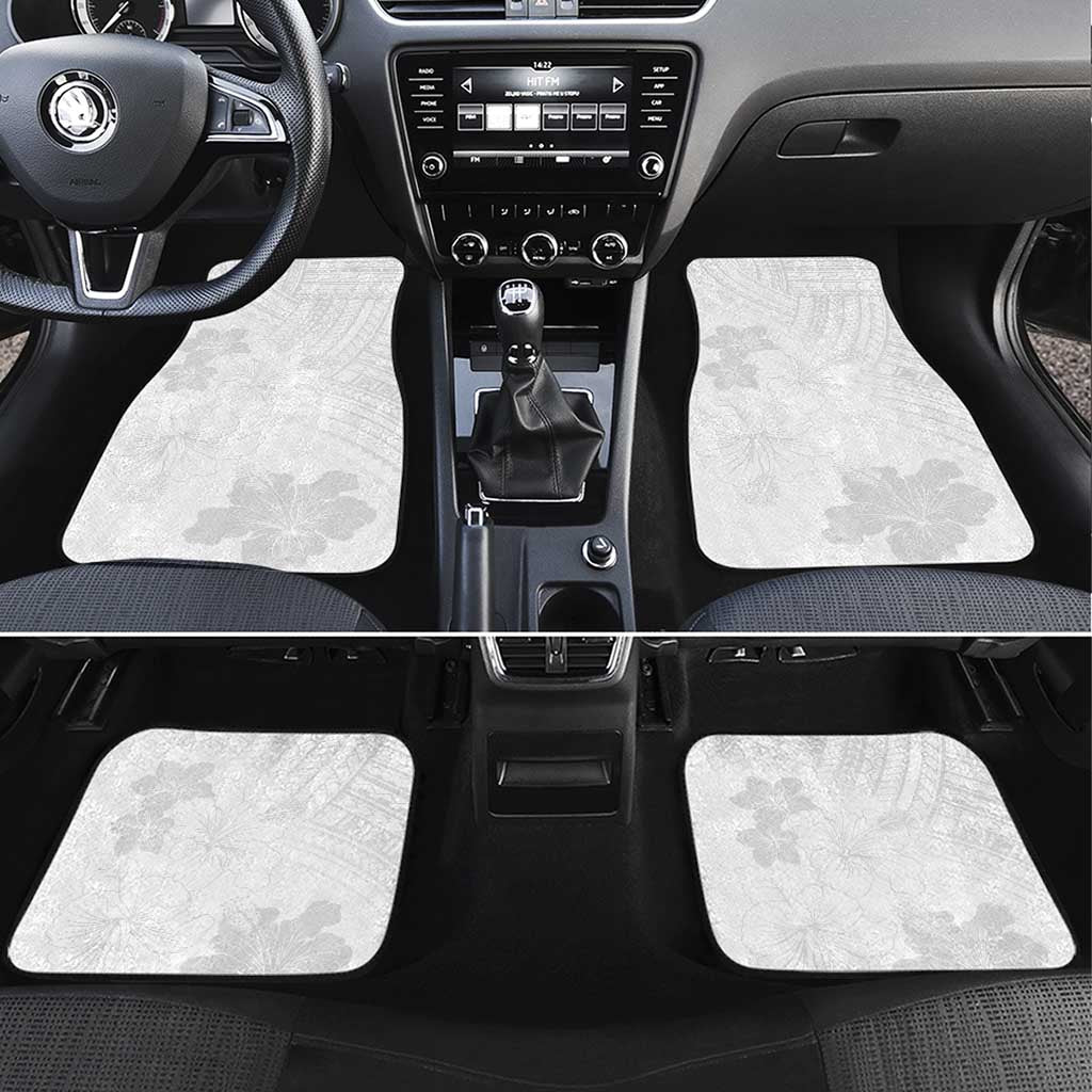 Samoa Lotu Tamaiti Car Mats White Sun Day Beauty Hibiscus Ver02 LT9 Set 4pcs White - Polynesian Pride