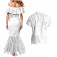 Samoa Lotu Tamaiti Couples Matching Mermaid Dress and Hawaiian Shirt White Sun Day Beauty Hibiscus Ver02 LT9 - Polynesian Pride