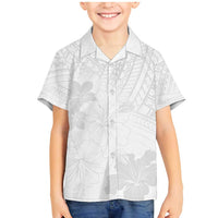 Samoa Lotu Tamaiti Family Matching Mermaid Dress and Hawaiian Shirt White Sun Day Beauty Hibiscus Ver02 LT9 Son's Shirt White - Polynesian Pride