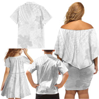 Samoa Lotu Tamaiti Family Matching Off Shoulder Short Dress and Hawaiian Shirt White Sun Day Beauty Hibiscus Ver02 LT9 - Polynesian Pride