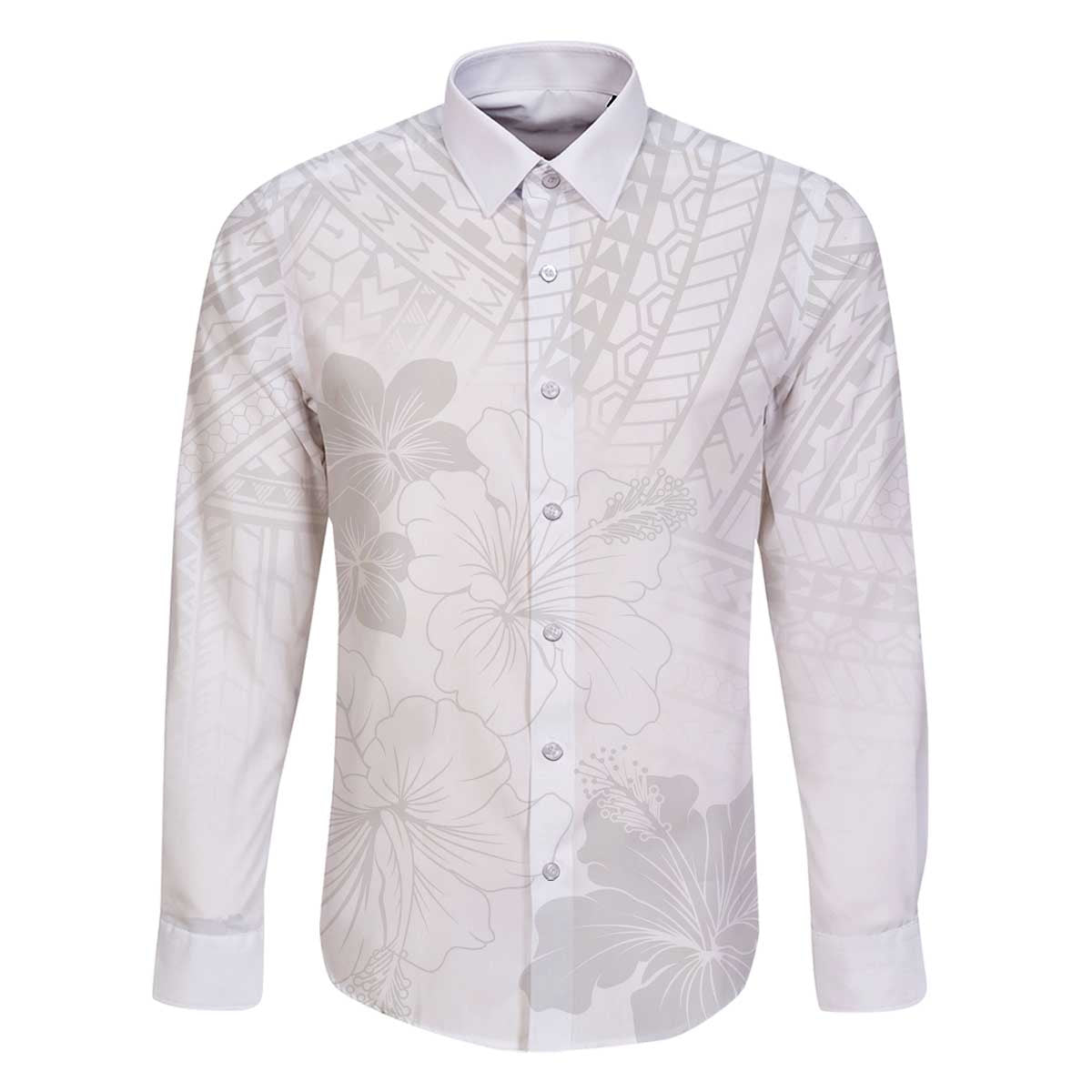 Samoa Lotu Tamaiti Family Matching Off Shoulder Short Dress and Hawaiian Shirt White Sun Day Beauty Hibiscus Ver02 LT9 Dad's Shirt - Long Sleeve White - Polynesian Pride