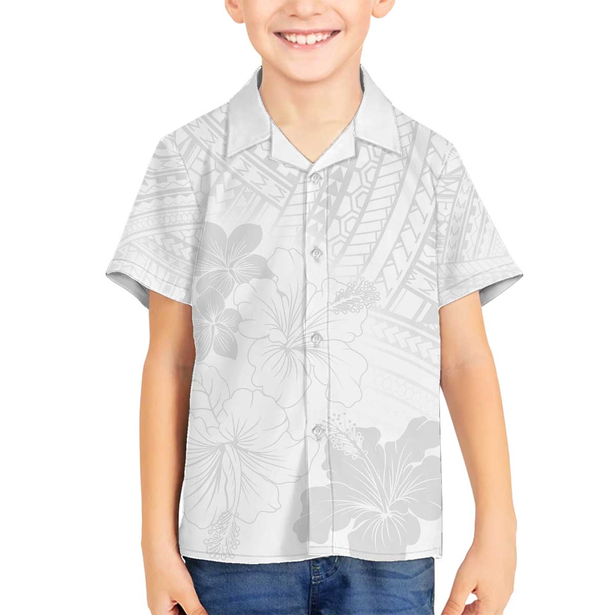 Samoa Lotu Tamaiti Family Matching Puletasi and Hawaiian Shirt White Sun Day Beauty Hibiscus Ver02 LT9 Son's Shirt White - Polynesian Pride