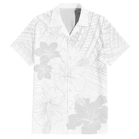 Samoa Lotu Tamaiti Family Matching Short Sleeve Bodycon Dress and Hawaiian Shirt White Sun Day Beauty Hibiscus Ver02 LT9 Dad's Shirt - Short Sleeve White - Polynesian Pride