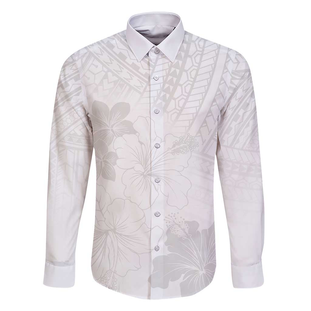 Samoa Lotu Tamaiti Family Matching Short Sleeve Bodycon Dress and Hawaiian Shirt White Sun Day Beauty Hibiscus Ver02 LT9 Dad's Shirt - Long Sleeve White - Polynesian Pride