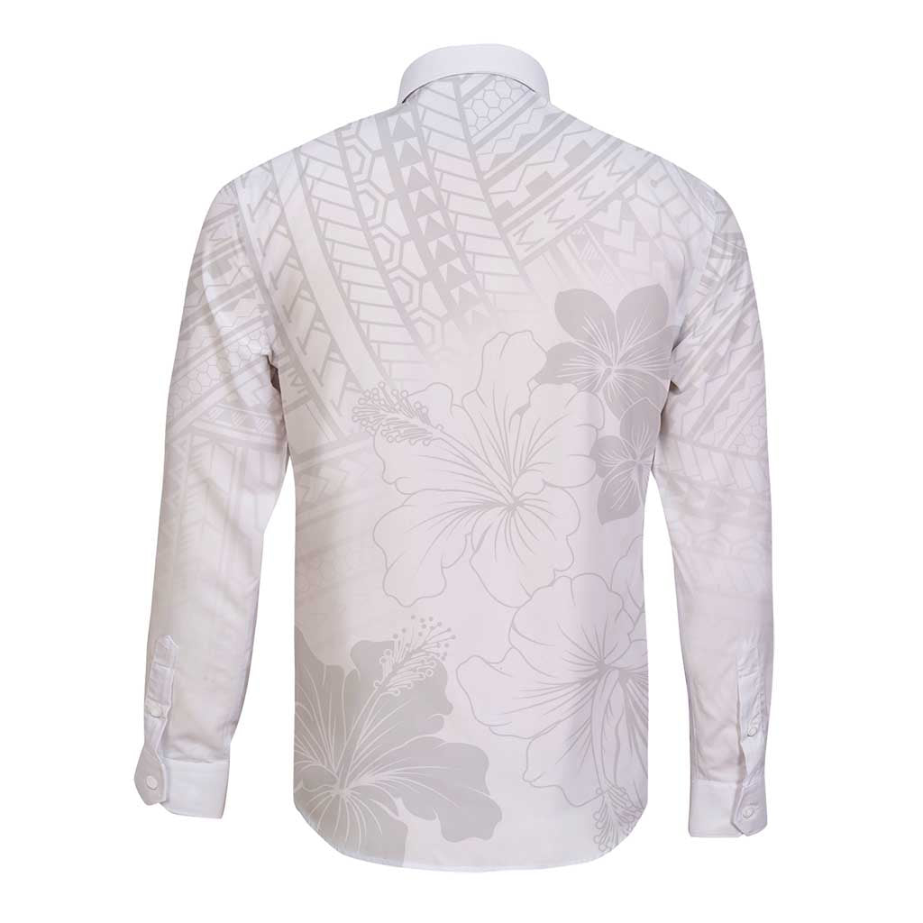 Samoa Lotu Tamaiti Long Sleeve Button Shirt White Sun Day Beauty Hibiscus Ver02