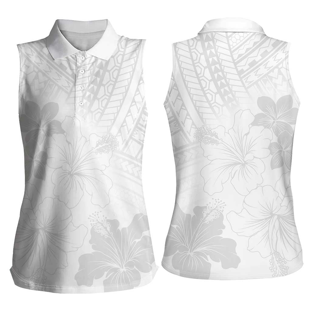 Samoa Lotu Tamaiti Women Sleeveless Polo Shirt White Sun Day Beauty Hibiscus Ver02