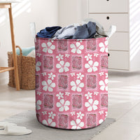 Give Cancer The Boot Pink Cowgirl Laundry Basket Western Aloha Hibiscus Paniolo Heritage Floral LT9 Pink - Polynesian Pride