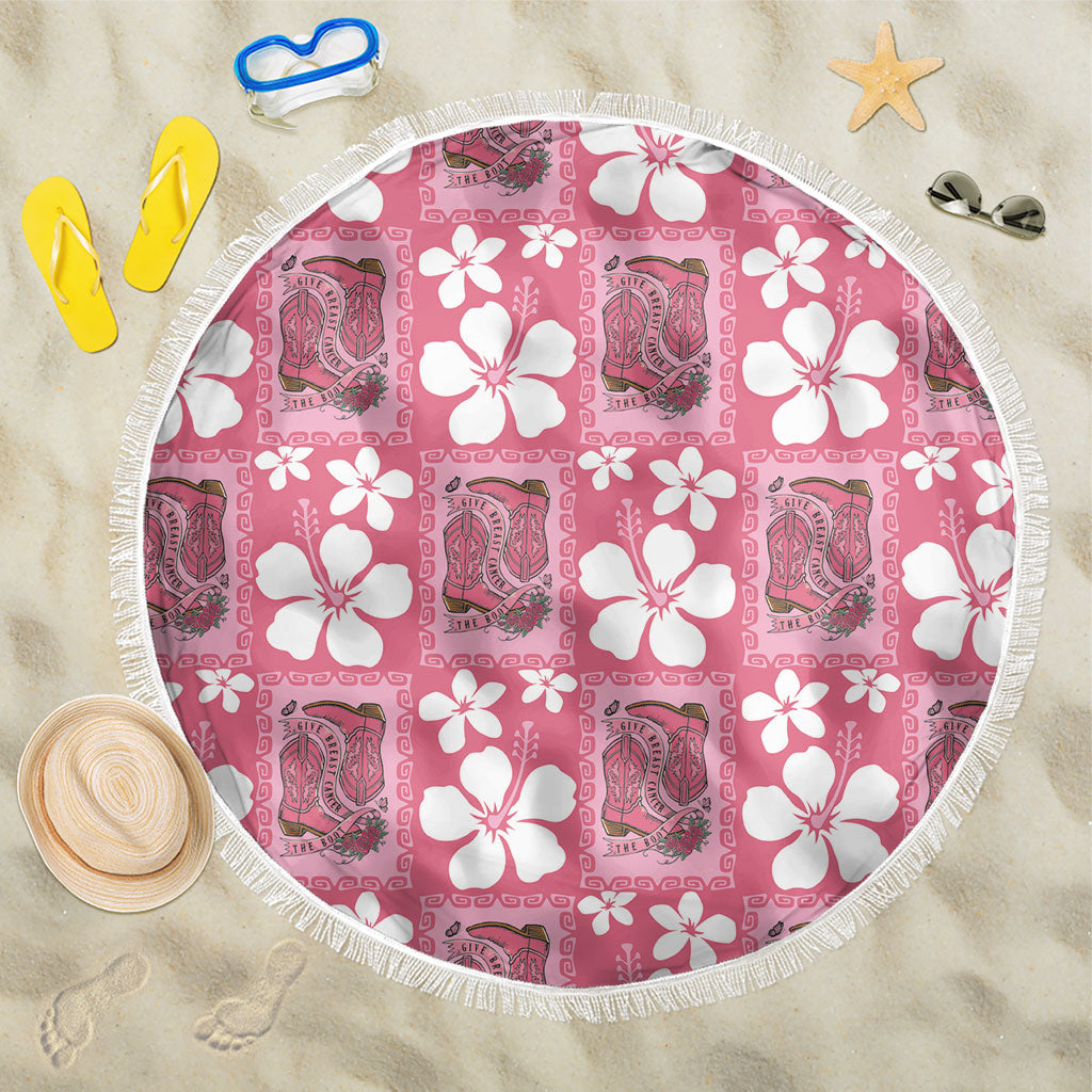 Give Cancer The Boot Pink Cowgirl Beach Blanket Western Aloha Hibiscus Paniolo Heritage Floral LT9 One Size 150cm Pink - Polynesian Pride
