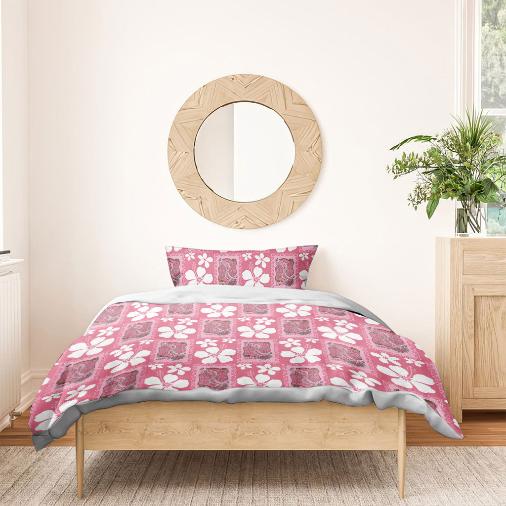 Give Cancer The Boot Pink Cowgirl Bedding Set Western Aloha Hibiscus Paniolo Heritage Floral LT9 - Polynesian Pride