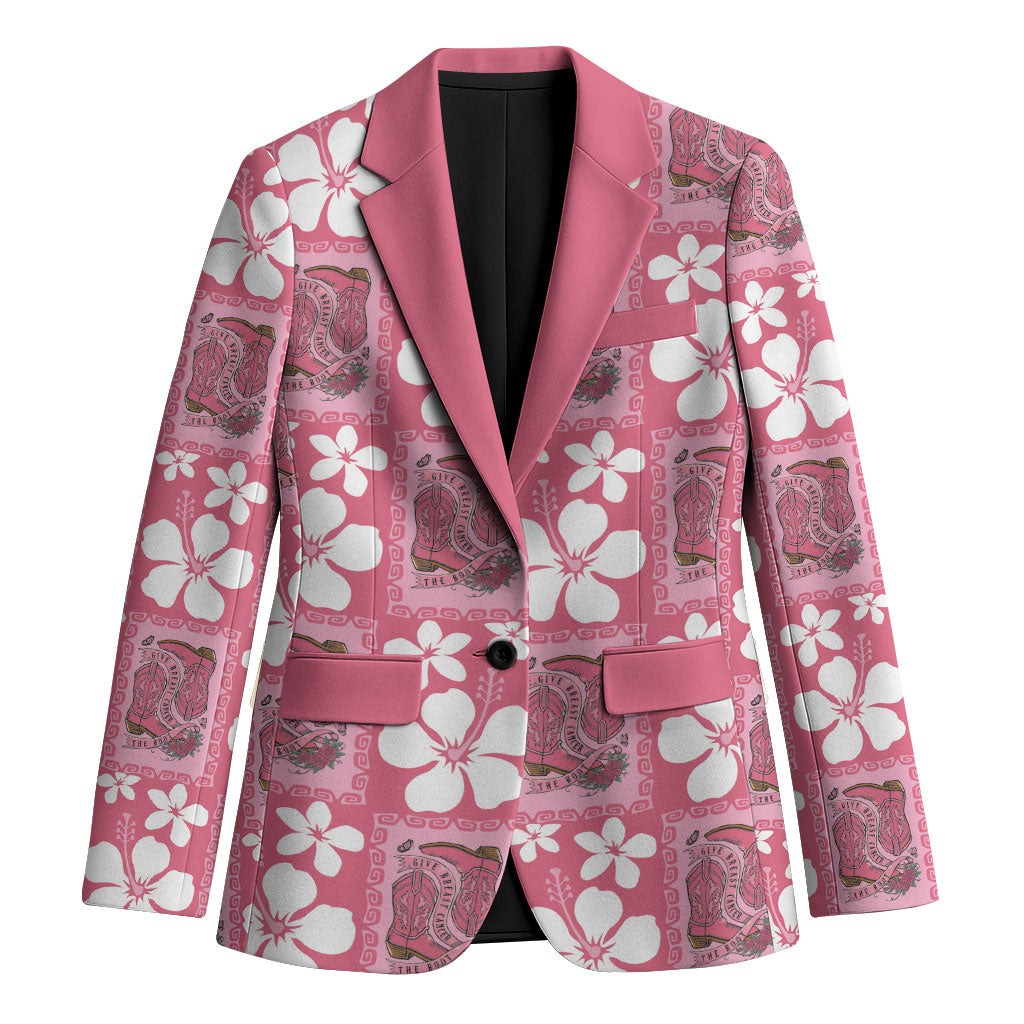 Give Cancer The Boot Pink Cowgirl Blazer Western Aloha Hibiscus Paniolo Heritage Floral LT9 Unisex Pink - Polynesian Pride