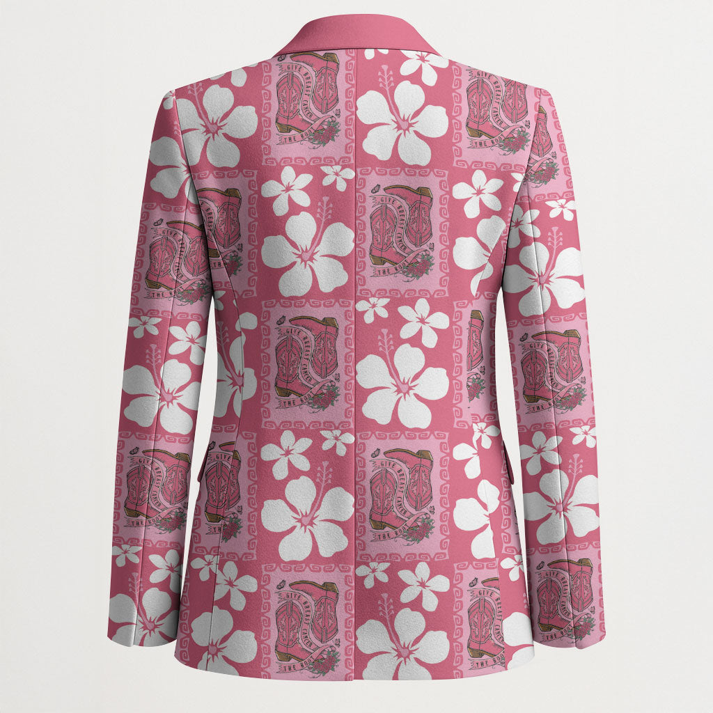 Give Cancer The Boot Pink Cowgirl Blazer Western Aloha Hibiscus Paniolo Heritage Floral LT9 - Polynesian Pride