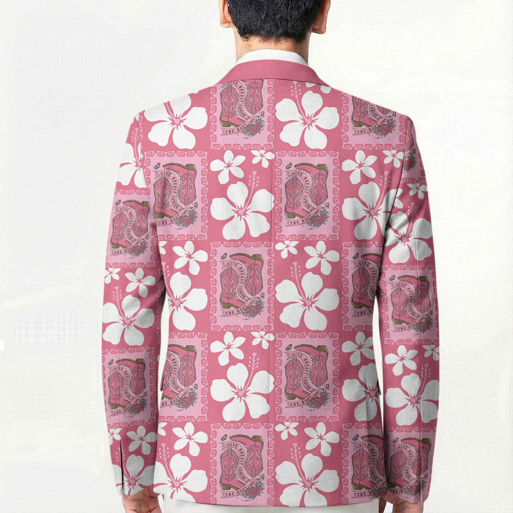 Give Cancer The Boot Pink Cowgirl Blazer Western Aloha Hibiscus Paniolo Heritage Floral LT9 - Polynesian Pride