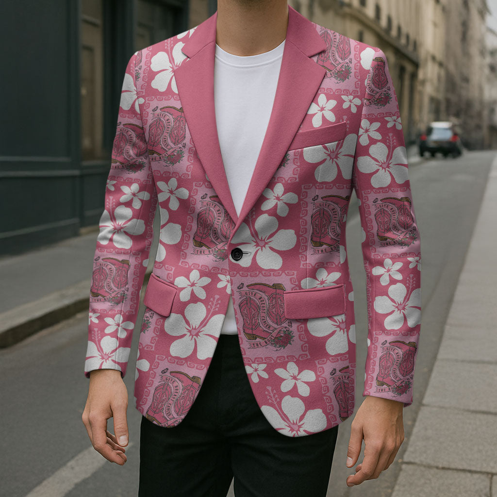 Give Cancer The Boot Pink Cowgirl Blazer Western Aloha Hibiscus Paniolo Heritage Floral LT9 - Polynesian Pride