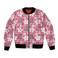 Give Cancer The Boot Pink Cowgirl Bomber Jacket Western Aloha Hibiscus Paniolo Heritage Floral LT9 Unisex Pink - Polynesian Pride