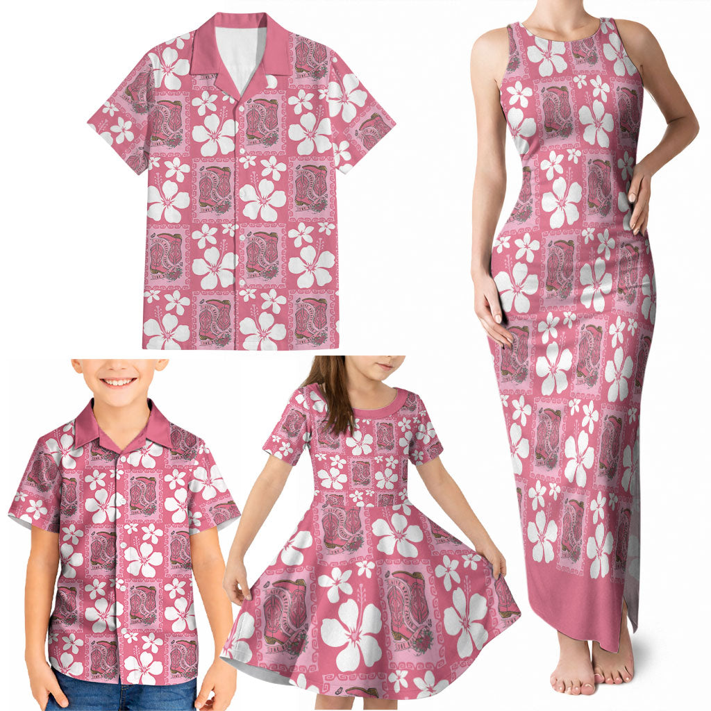 Give Cancer The Boot Pink Cowgirl Family Matching Tank Maxi Dress and Hawaiian Shirt Western Aloha Hibiscus Paniolo Heritage Floral LT9 - Polynesian Pride