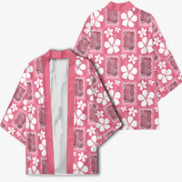 Give Cancer The Boot Pink Cowgirl Kimono Western Aloha Hibiscus Paniolo Heritage Floral LT9 - Polynesian Pride