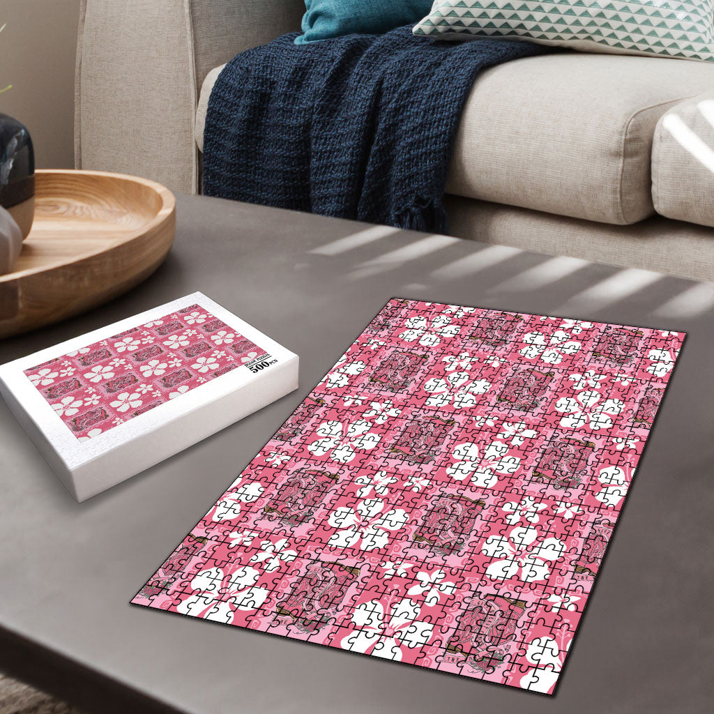 Give Cancer The Boot Pink Cowgirl Puzzle Western Aloha Hibiscus Paniolo Heritage Floral LT9 - Polynesian Pride