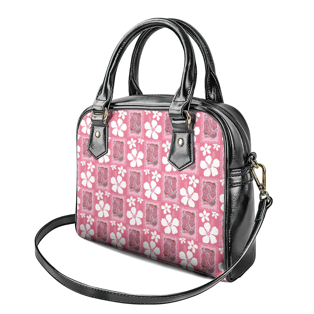 Give Cancer The Boot Pink Cowgirl Shoulder Handbag Western Aloha Hibiscus Paniolo Heritage Floral LT9 - Polynesian Pride