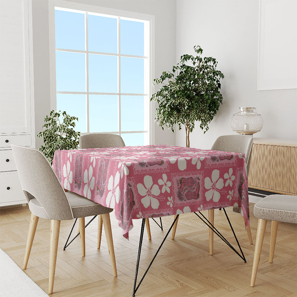 Give Cancer The Boot Pink Cowgirl Tablecloth Western Aloha Hibiscus Paniolo Heritage Floral LT9 - Polynesian Pride