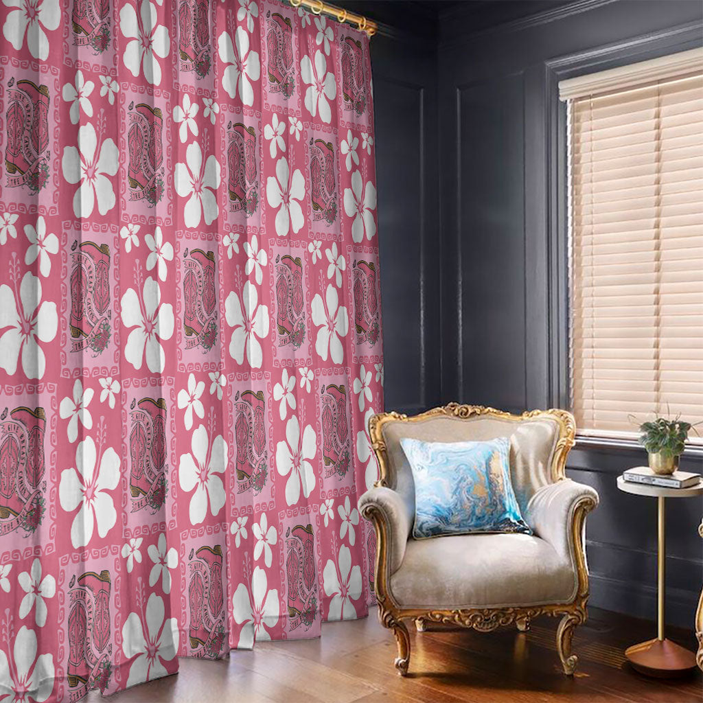 Give Cancer The Boot Pink Cowgirl Window Curtain Western Aloha Hibiscus Paniolo Heritage Floral LT9 - Polynesian Pride