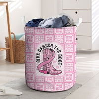 Give Cancer The Boot Pink Cowgirl Laundry Basket Hawaiian Paniolo Mixed Quilt Pattern Style LT9 Pink - Polynesian Pride