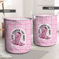 Give Cancer The Boot Pink Cowgirl Laundry Basket Hawaiian Paniolo Mixed Quilt Pattern Style LT9 - Polynesian Pride