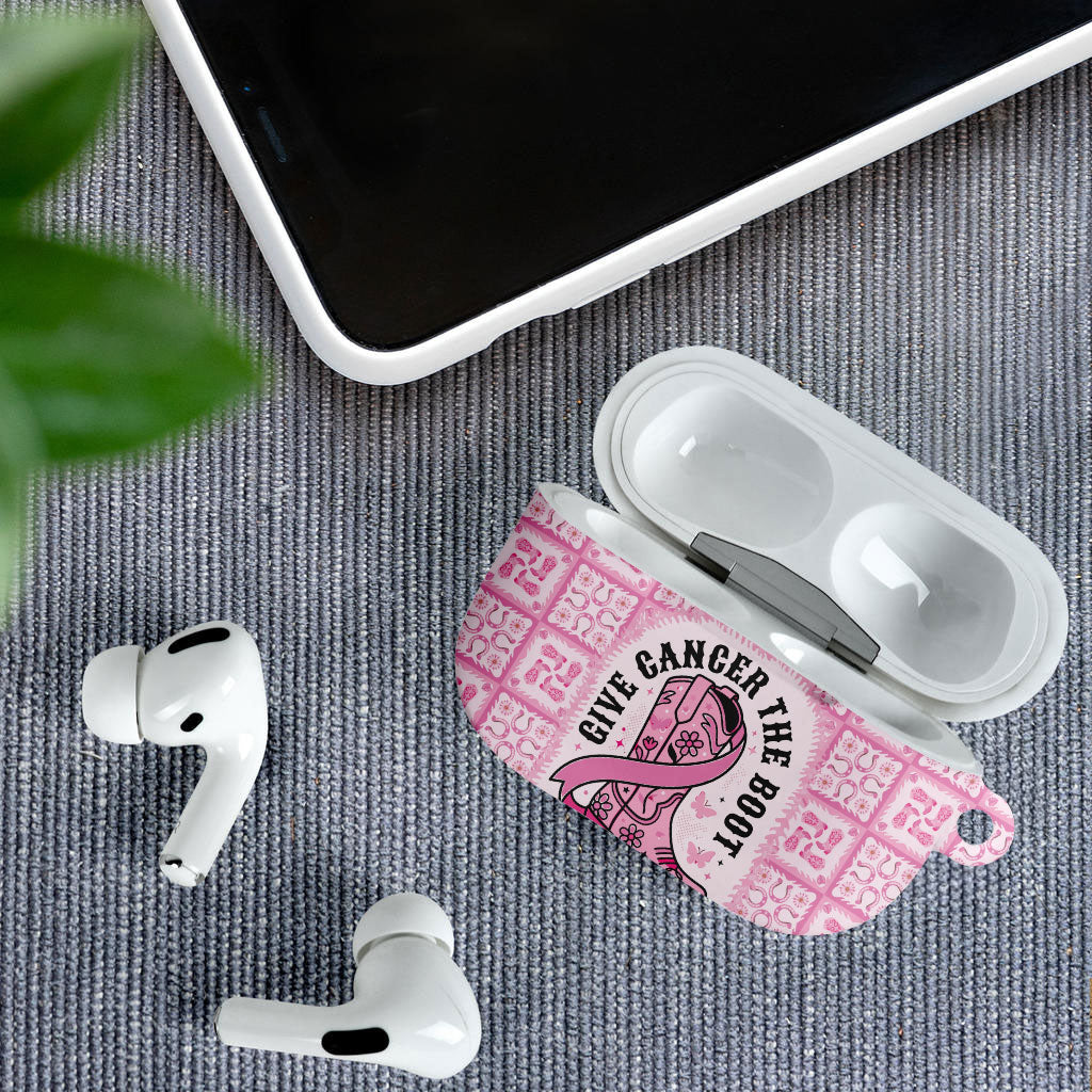 Give Cancer The Boot Pink Cowgirl AirPods Case Hawaiian Paniolo Mixed Quilt Pattern Style LT9 - Polynesian Pride