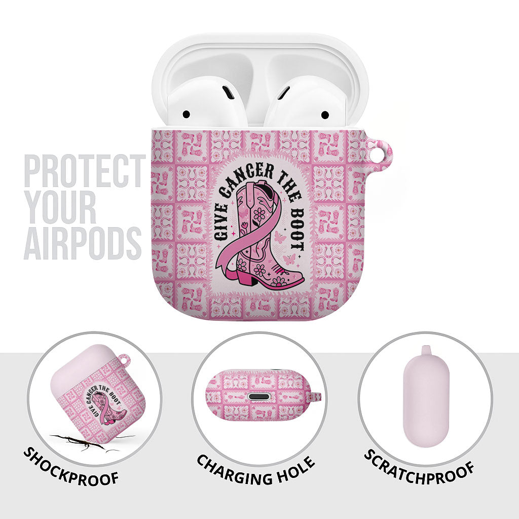 Give Cancer The Boot Pink Cowgirl AirPods Case Hawaiian Paniolo Mixed Quilt Pattern Style LT9 - Polynesian Pride