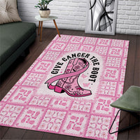Give Cancer The Boot Pink Cowgirl Area Rug Hawaiian Paniolo Mixed Quilt Pattern Style LT9 Pink - Polynesian Pride
